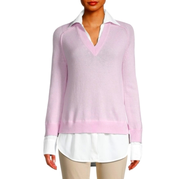Elie Tahari Sweaters - NWT$375 Ellie Tahari Women's Wool & Cashmere Twofer Sweater In Pale Pink Sz Med